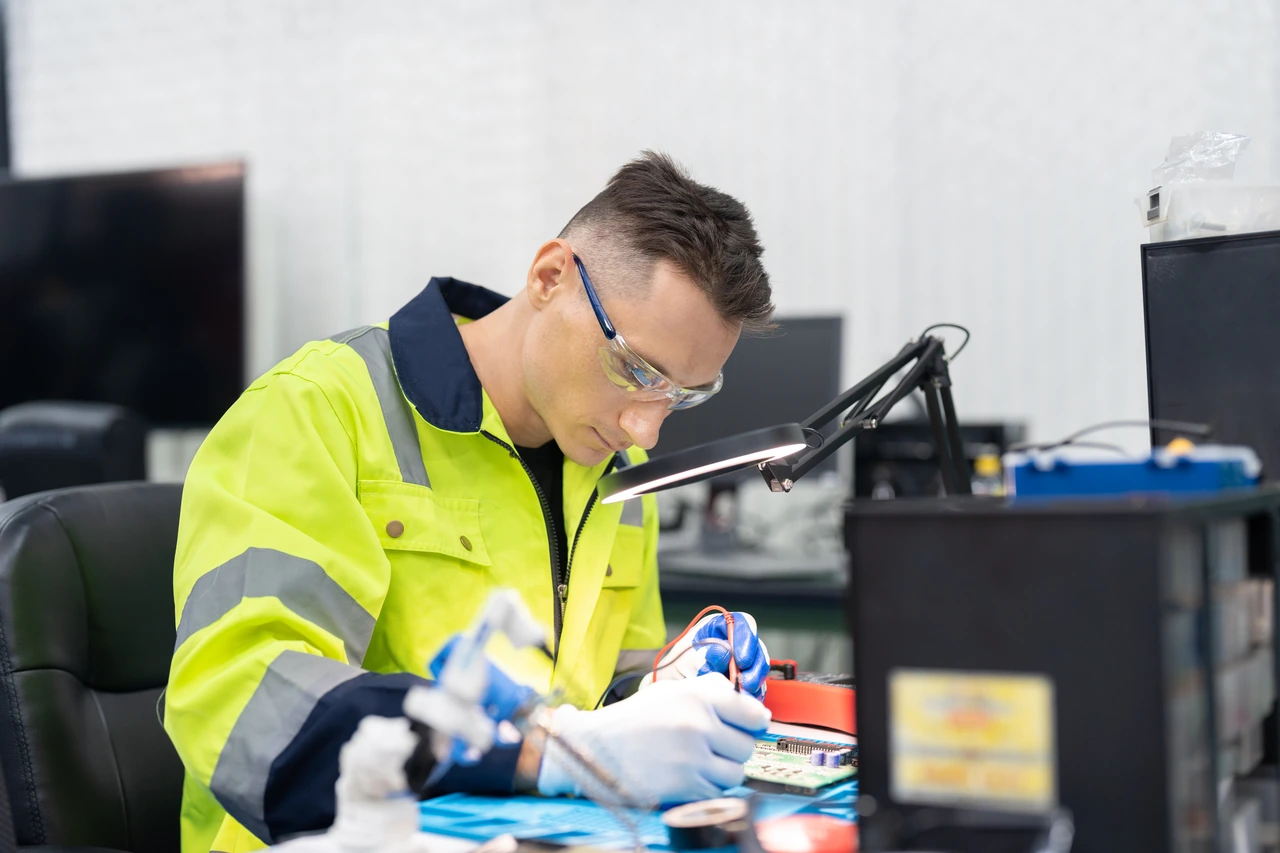Technician preparing electronic components for OEM and ODM appliances